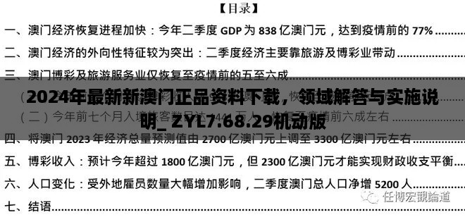 2024年最新新澳門正品資料下載，領(lǐng)域解答與實施說明_ ZYL7.68.29機動版