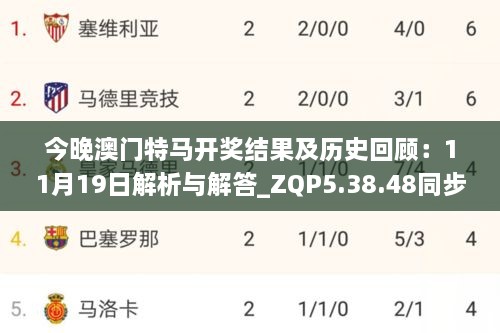 今晚澳門特馬開獎結(jié)果及歷史回顧：11月19日解析與解答_ZQP5.38.48同步版