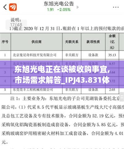 東旭光電正在談被收購事宜,市場(chǎng)需求解答_IPJ43.831體現(xiàn)版