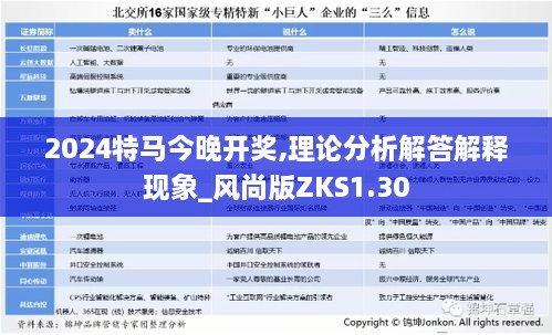 2024特馬今晚開獎,理論分析解答解釋現(xiàn)象_風(fēng)尚版ZKS1.30