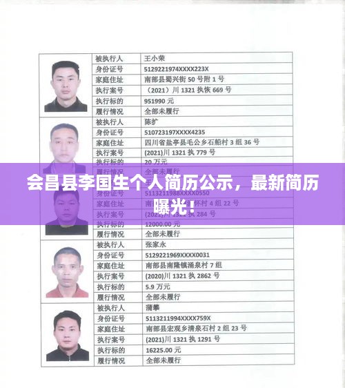 會昌縣李國生個人簡歷公示，最新簡歷曝光！