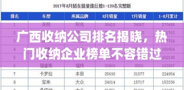 廣西收納公司排名揭曉，熱門收納企業(yè)榜單不容錯過！