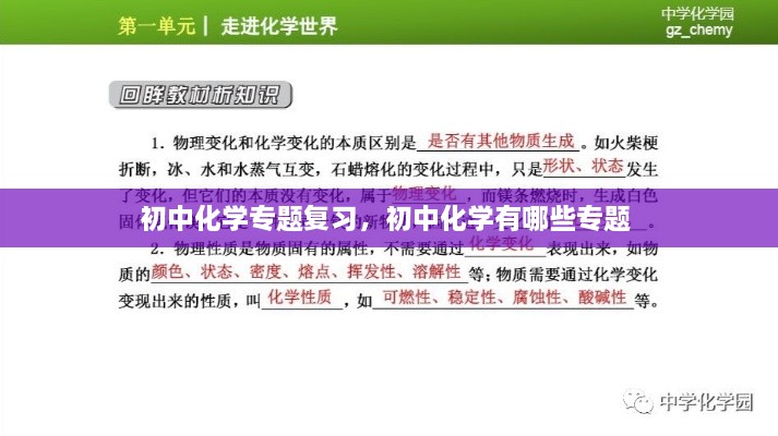 初中化學專題復習，初中化學有哪些專題 